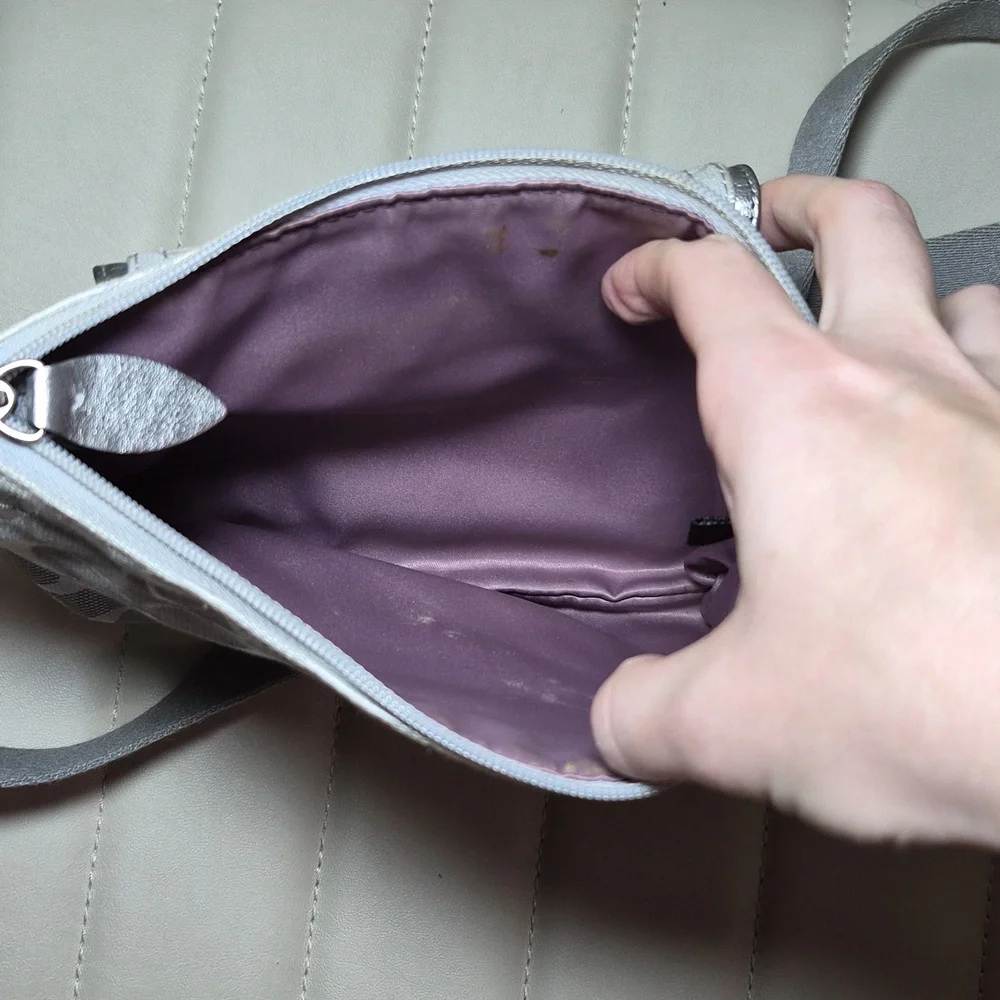 Y2K Coach Silver Signature Crossbody Bag - Silver/Gray